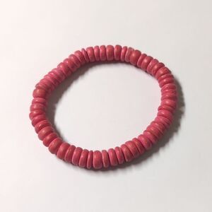 22 Pink‎ Wood Beaded Stretch Bracelet